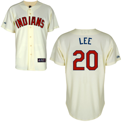 C-C Lee #20 Youth Baseball Jersey-Cleveland Indians Authentic Alternate 2 White Cool Base MLB Jersey